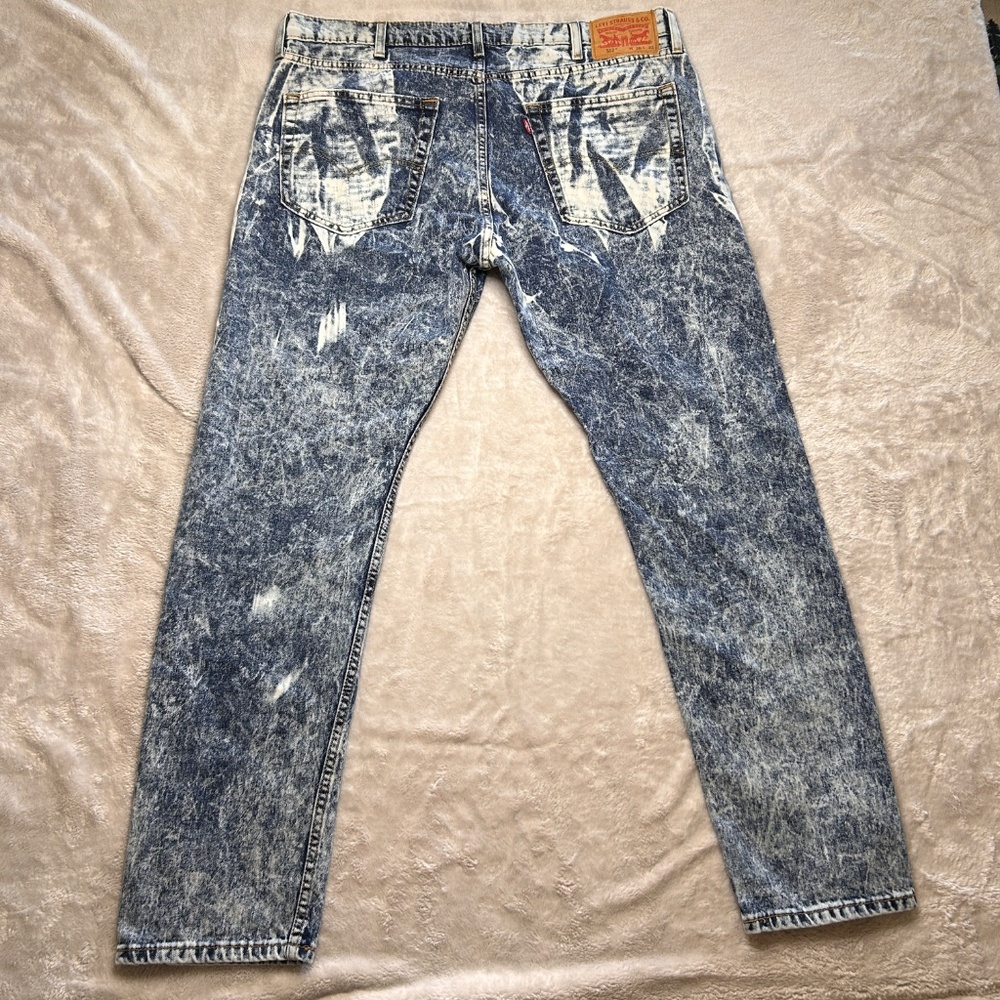 Mens Levis 512 Acid Wash Jeans 39x31 Mid Rise Slim Taper Leg Denim Retro 80s - Picture 3 of 13